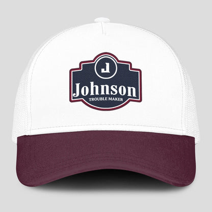 Trouble Maker Burgundy And White Funny Mesh Cap JOHNSON 13K1 C201PF