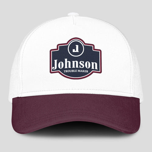 Trouble Maker Burgundy And White Funny Mesh Cap JOHNSON 13K1 C201PF