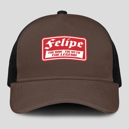The Man The Myth The Legend Red Logo Brown Mesh Cap FELIPE 13K1 C203PF