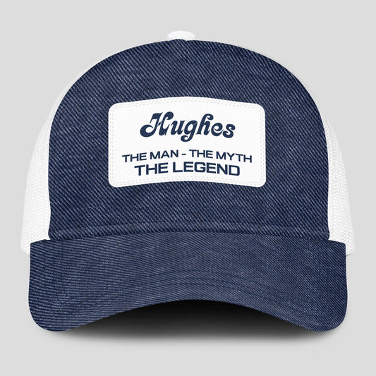 The Man The Myth The Legend Blue Denim Mesh Cap HUGHES 13K1 C194PF