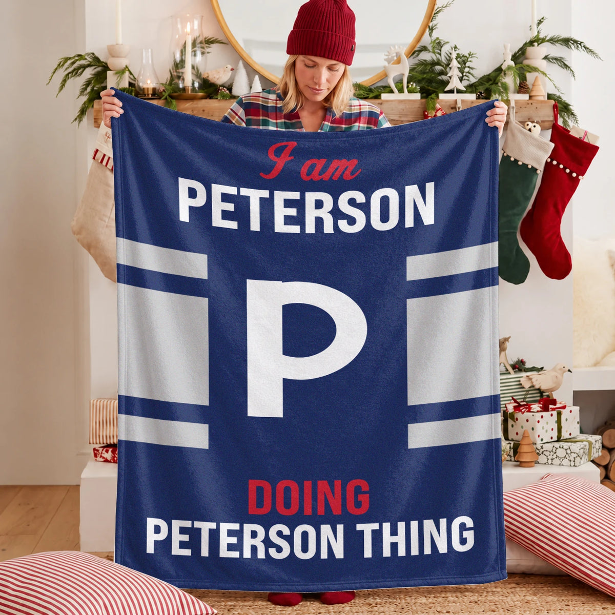 I'm Name Doing Name Things Navy Fleece Blanket PETERSON 13K1 BK51