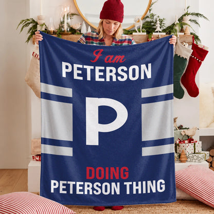 I'm Name Doing Name Things Navy Fleece Blanket PETERSON 13K1 BK51