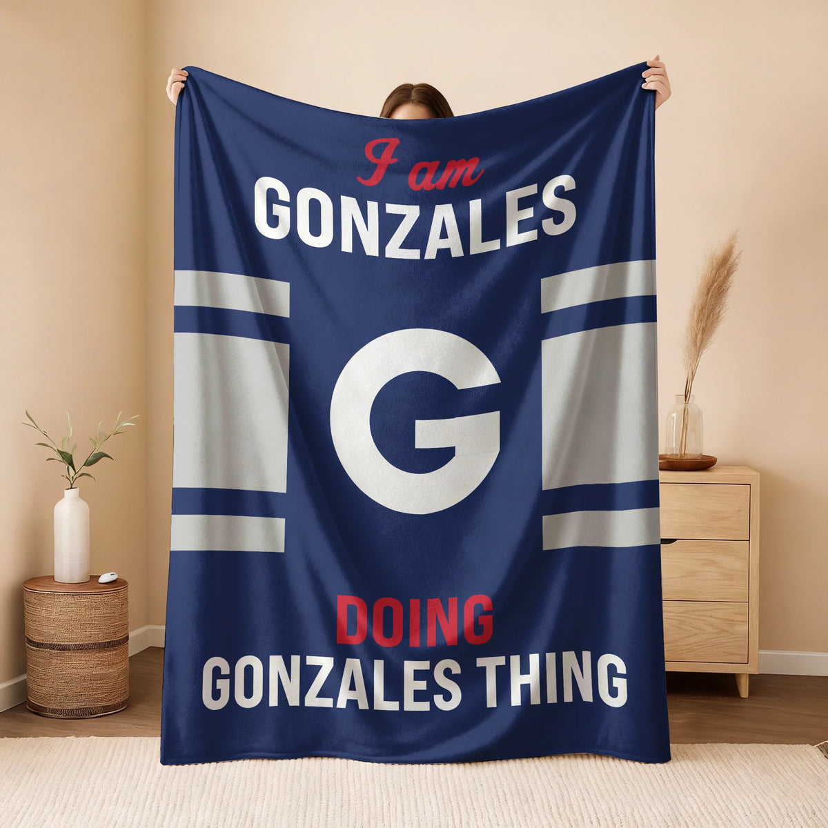 I'm Name Doing Name Things Navy Fleece Blanket GONZALES 13K1 BK51
