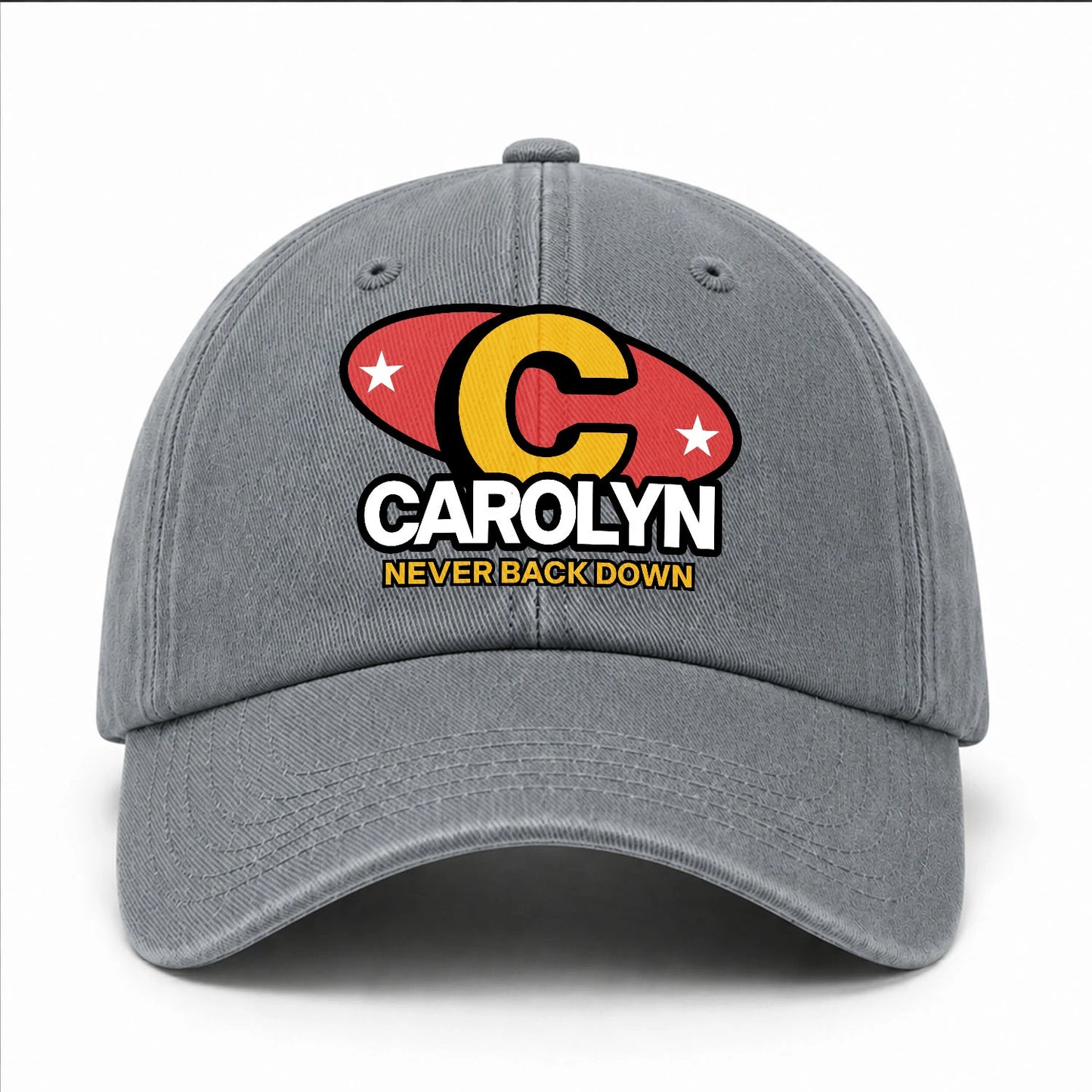 Never Back Down With Your Name And Initial Letter Washed Cap CAROLYN 13K1 C82PF