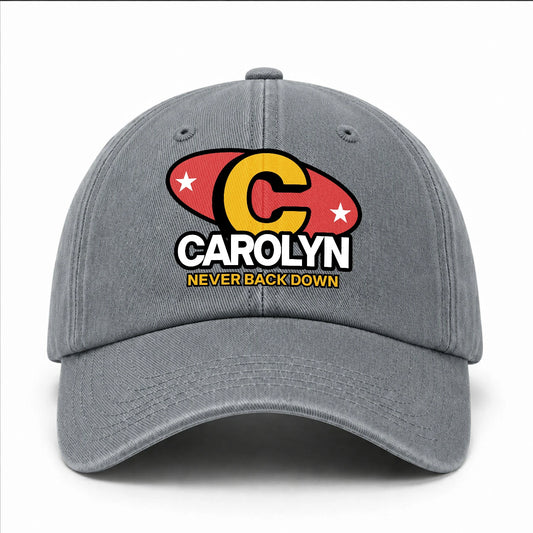 Never Back Down With Your Name And Initial Letter Washed Cap CAROLYN 13K1 C82PF
