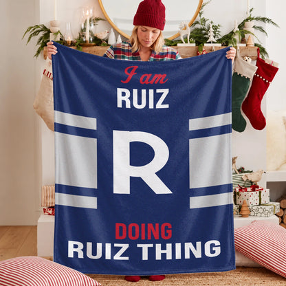 I'm Name Doing Name Things Navy Fleece Blanket RUIZ 13K1 BK51