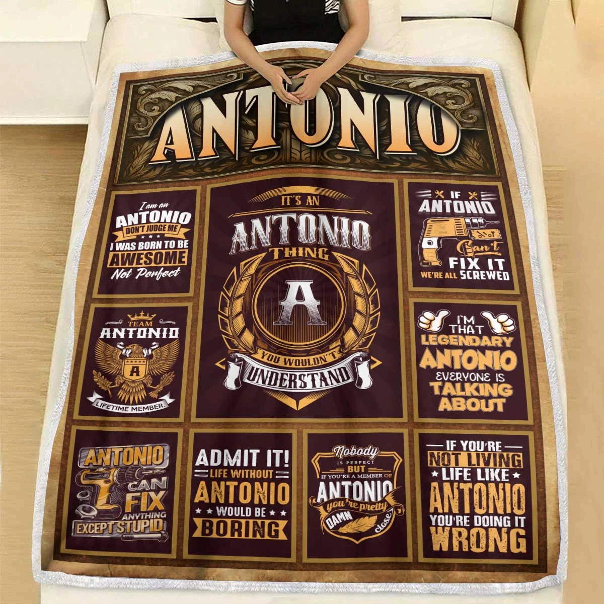 ANTONIO Personalized Blanket | Custom Name Cozy Throw Gift 13K1-BK4