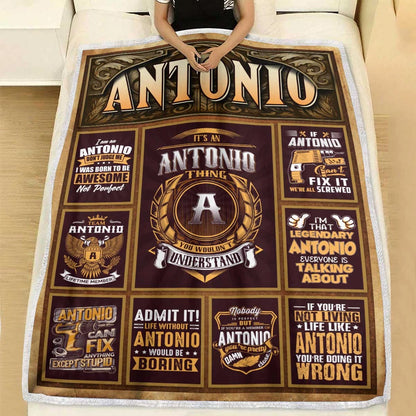 ANTONIO Personalized Blanket | Custom Name Cozy Throw Gift 13K1-BK4