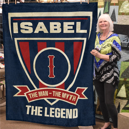 The Man The Myth The Legend Blue Burgundy Baseball Blanket ISABEL 13K1 BK18