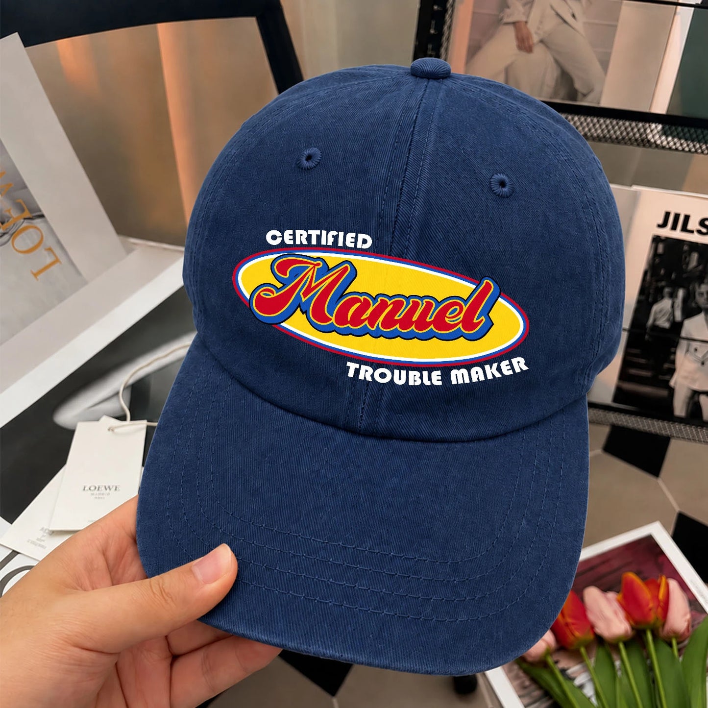 Certified Your Name Trouble Maker Washed Cap MANUEL 13K1 C73PF