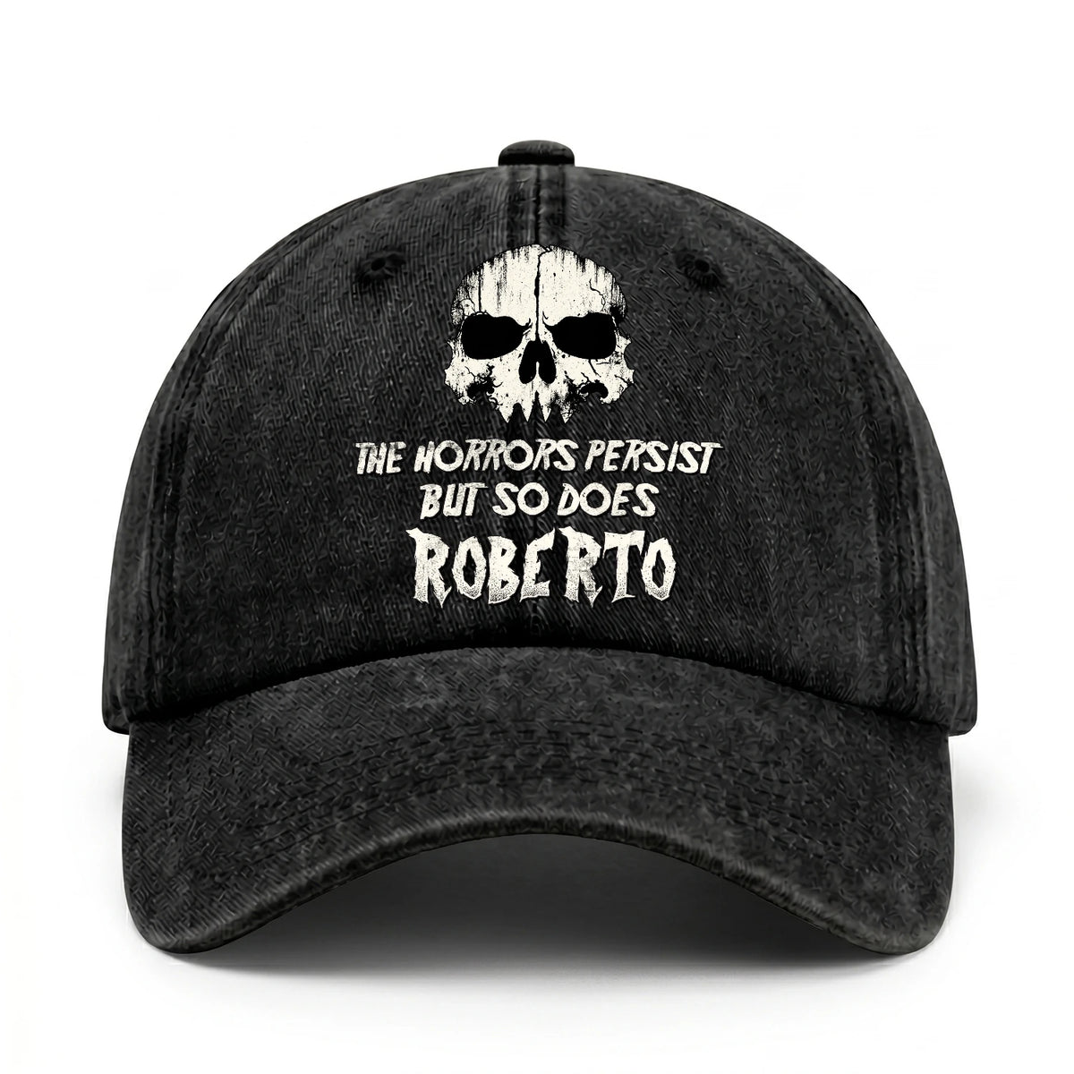 The Horrors Persist But So Does Your Name Cool Skull Washed Cap ROBERTO 13K1 C134PF