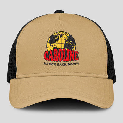 Never Back Down World Logo Khaki Mesh Cap CAROLINE 13K1 C212PF