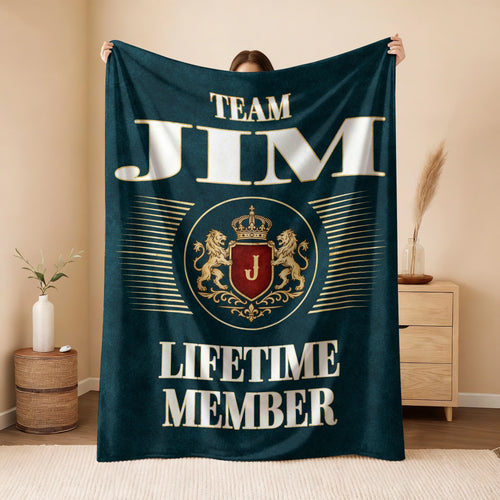 Team Your Name Lifetime Member Sage Green Fleece Blanket JIM 13K1 BK42