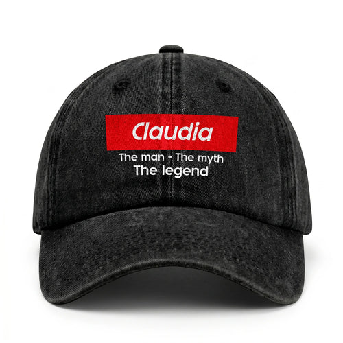 Your Name The Man The Myth The Legend Red Logo Washed Cap CLAUDIA 13K1 C130PF