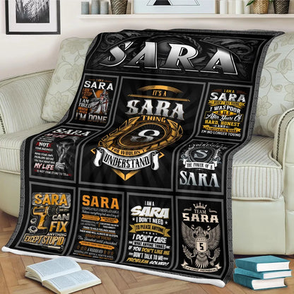 SARA Personalized Blanket | Custom Name Cozy Throw Gift 13K1-BK2