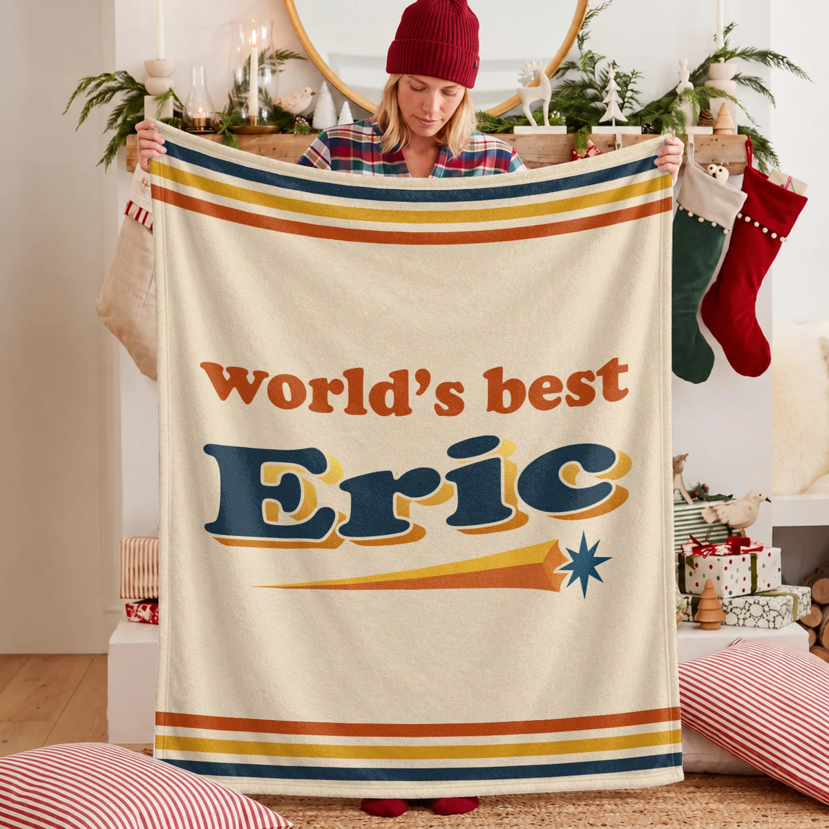 World's Best Your Name Retro Fleece Blanket ERIC 13K1 BK64