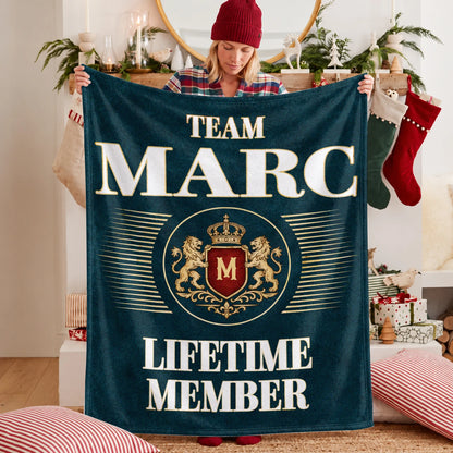 Team Your Name Lifetime Member Sage Green Fleece Blanket MARC 13K1 BK42