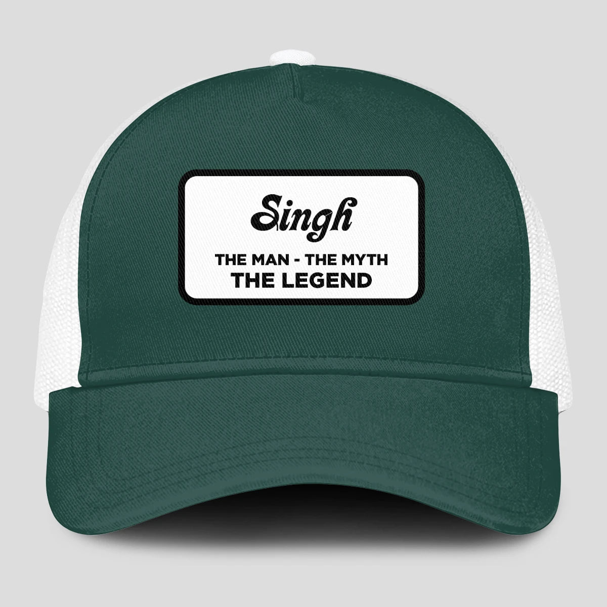 The Man The Myth The Legend Green And White Mesh Cap SINGH 13K1 C198PF