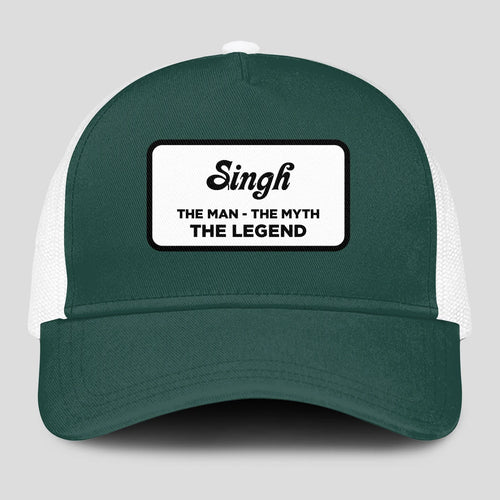 The Man The Myth The Legend Green And White Mesh Cap SINGH 13K1 C198PF