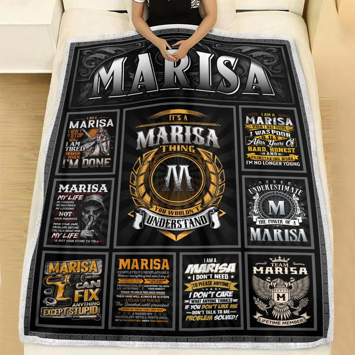 MARISA Personalized Blanket | Custom Name Cozy Throw Gift 13K3-BK2