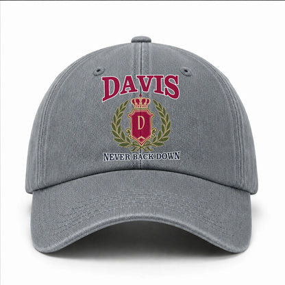 Your Name Never Back Down Royal Washed Cap DAVIS 13K1 C77PF