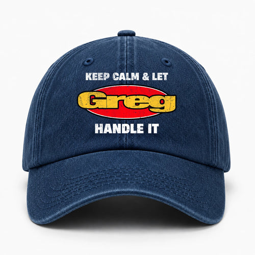 Keep Calm & Let Your Name Handle It Yellow And Red Logo Washed Cap GREG 13K1 C172PF