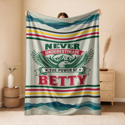 Never Underestimate Your Name Vintage Mountain Fleece Blanket BETTY 13K1 BK44
