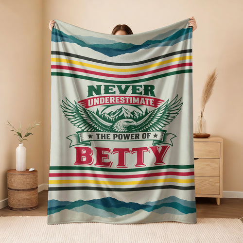 Never Underestimate Your Name Vintage Mountain Fleece Blanket BETTY 13K1 BK44