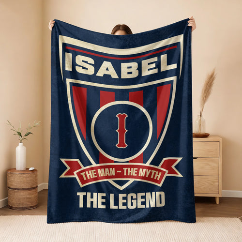 The Man The Myth The Legend Blue Burgundy Baseball Blanket ISABEL 13K1 BK18