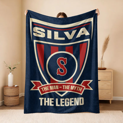 The Man The Myth The Legend Blue Burgundy Baseball Blanket SILVA 13K1 BK18