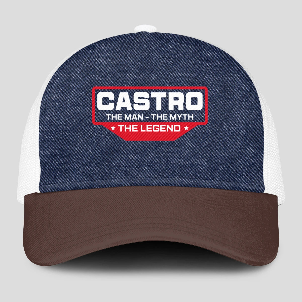 The Man The Myth The Legend Navy Brown And White Mesh Cap CASTRO 13K1 C200PF