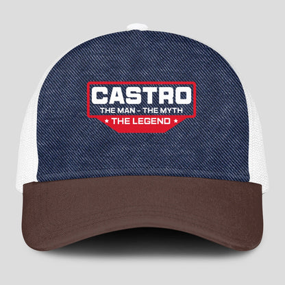 The Man The Myth The Legend Navy Brown And White Mesh Cap CASTRO 13K1 C200PF