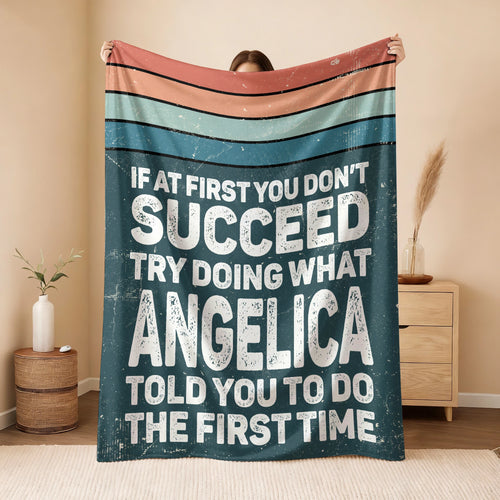 If At First You Don’t Succeed Retro Green Fleece Blanket ANGELICA 13K1 BK29