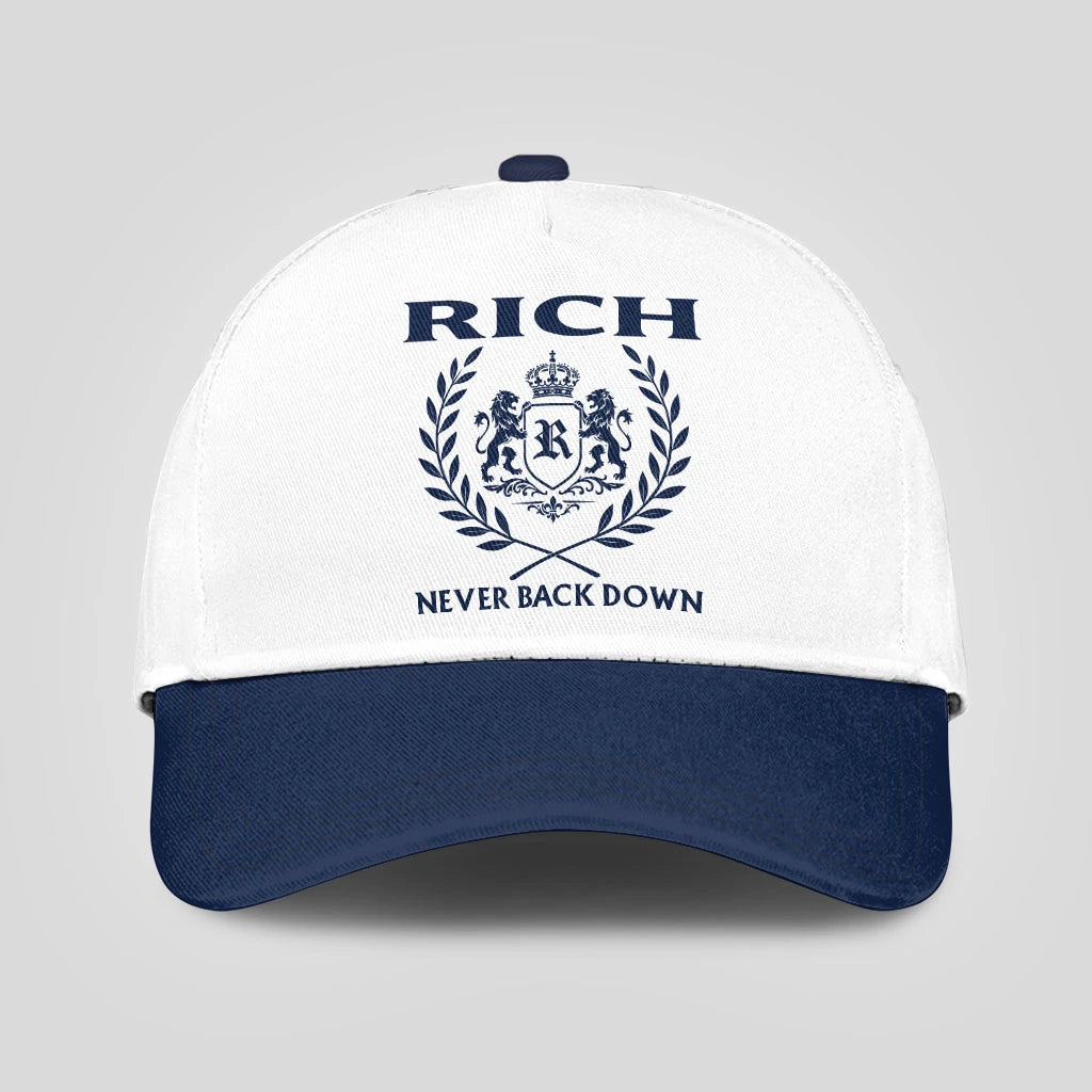 Never Back Down Blue And White Cap RICH 13K1 C59PF