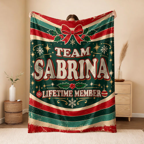 Team Your Name Lifetime Member Christmas Fleece Blanket SABRINA 13K1 BK52