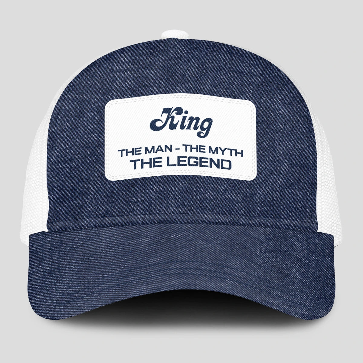 The Man The Myth The Legend Blue Denim Mesh Cap KING 13K1 C194PF