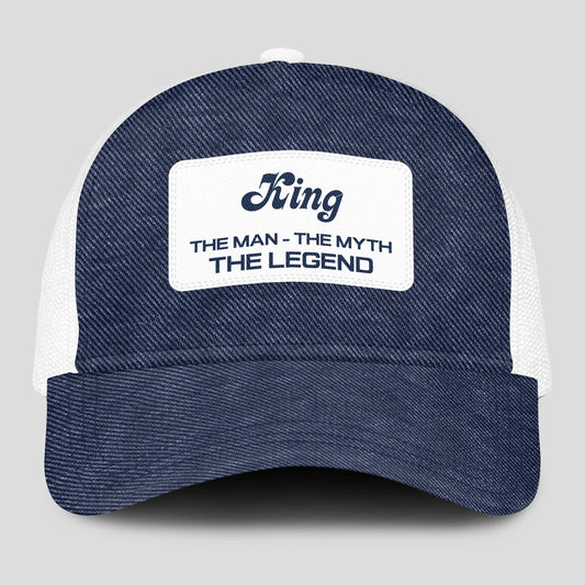 The Man The Myth The Legend Blue Denim Mesh Cap KING 13K1 C194PF