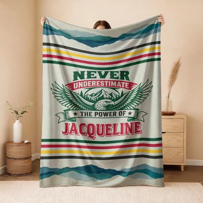 Never Underestimate Your Name Vintage Mountain Fleece Blanket JACQUELINE 13K1 BK44