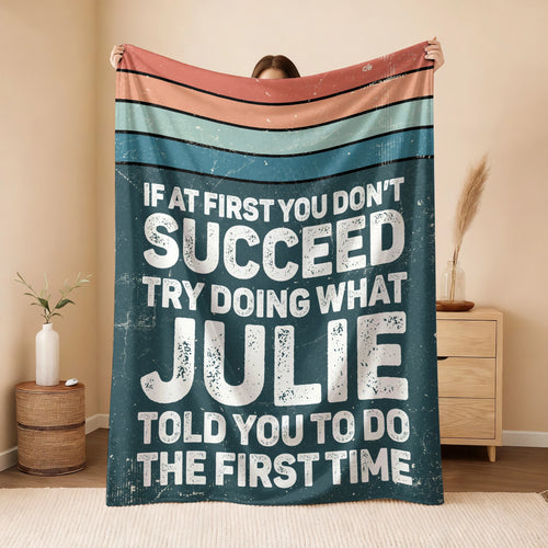 If At First You Don’t Succeed Retro Green Fleece Blanket JULIE 13K1 BK29
