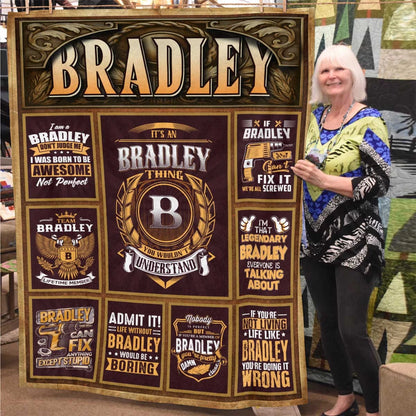 BRADLEY Personalized Blanket | Custom Name Cozy Throw Gift 13K1-BK4