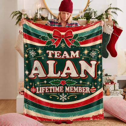 Team Your Name Lifetime Member Christmas Fleece Blanket ALAN 13K1 BK52