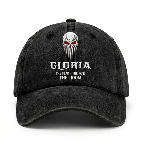 Your Name The Fear The Fate The Doom Skull Washed Cap GLORIA 13K1 C98PF