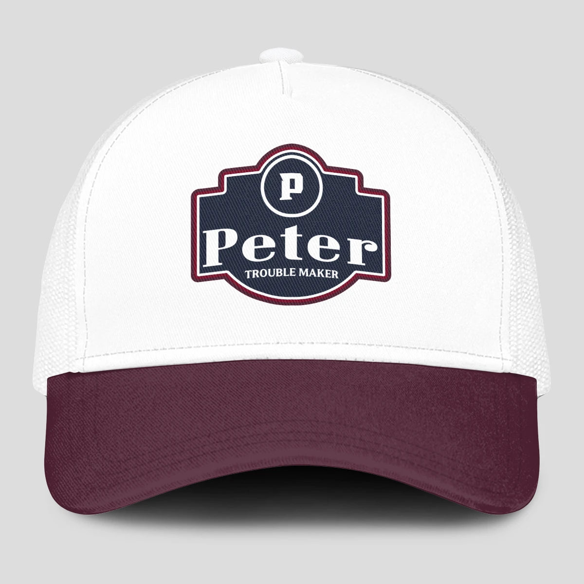 Trouble Maker Burgundy And White Funny Mesh Cap PETER 13K1 C201PF