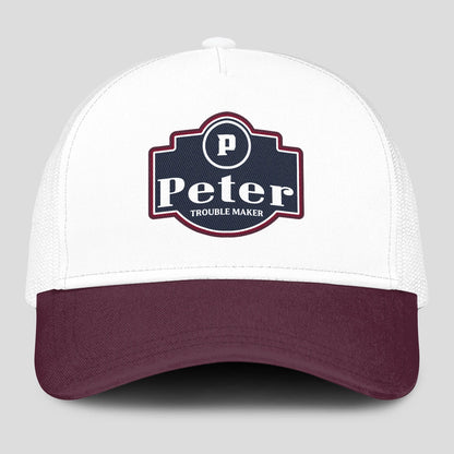Trouble Maker Burgundy And White Funny Mesh Cap PETER 13K1 C201PF