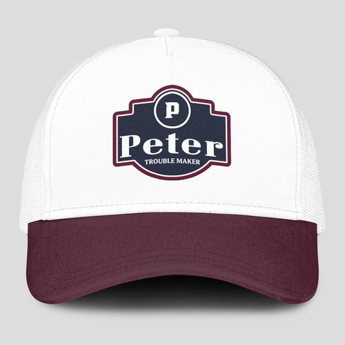 Trouble Maker Burgundy And White Funny Mesh Cap PETER 13K1 C201PF