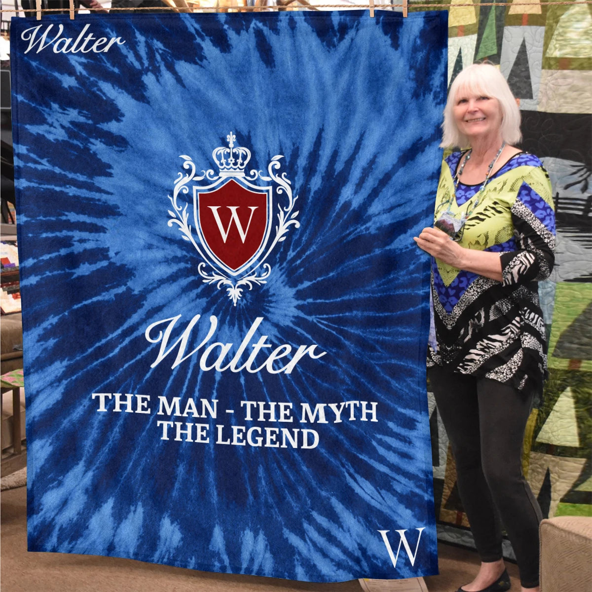The Man The Myth The Legend Blue Waves Fleece Blanket WALTER 13K1 BK11