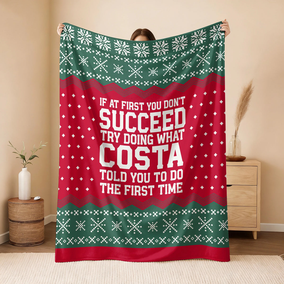 If At First You Don’t Succeed Red Green Christmas Fleece Blanket COSTA 13K1 BK28