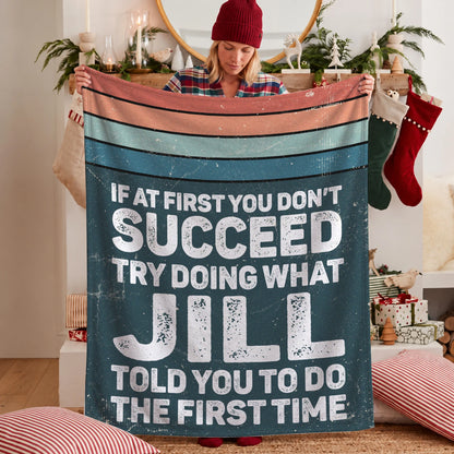 If At First You Don’t Succeed Retro Green Fleece Blanket JILL 13K1 BK29