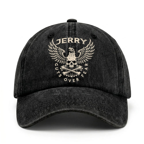Your Name Guts Over Fear With Eagle And Skull Washed Cap JERRY 13K1 C75PF