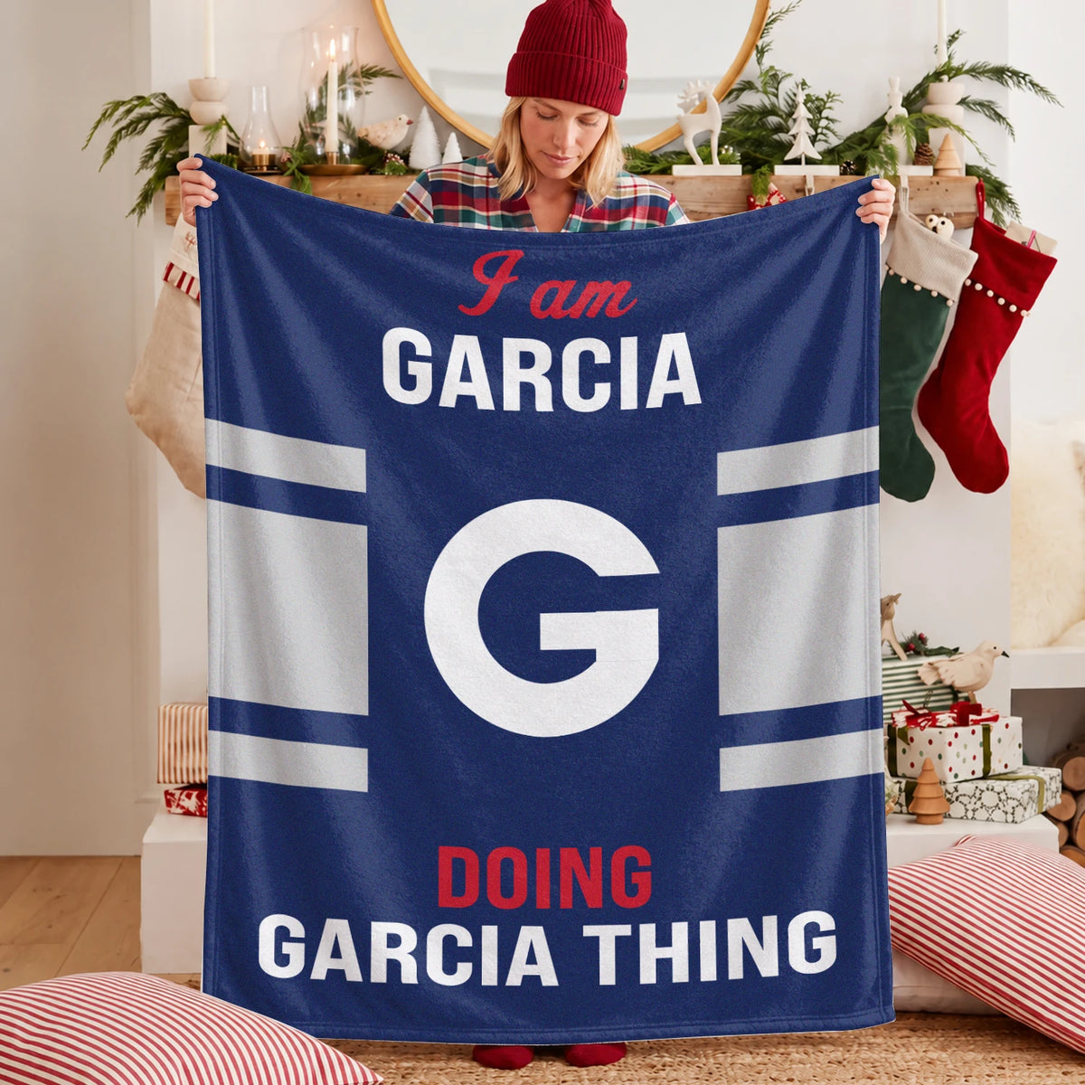 I'm Name Doing Name Things Navy Fleece Blanket GARCIA 13K1 BK51